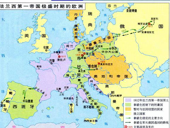 法兰西第一帝国地图,法国地图高清中文版