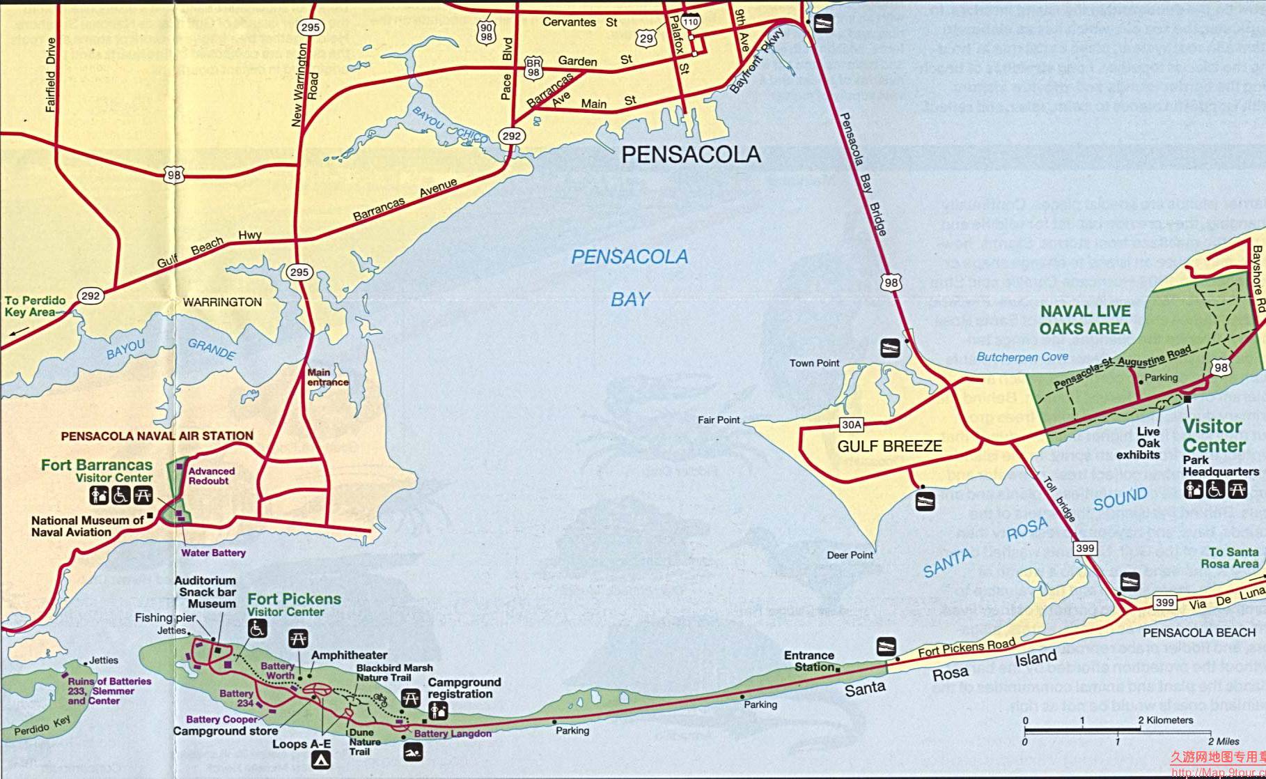 美国Florida州Pensacola Bay周边地图