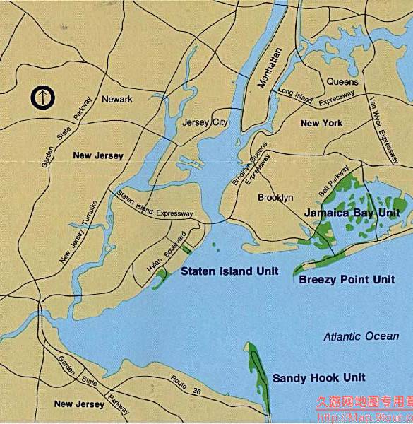 美国New Jerseyy州大西洋沿岸地图,美国地图高清中文版