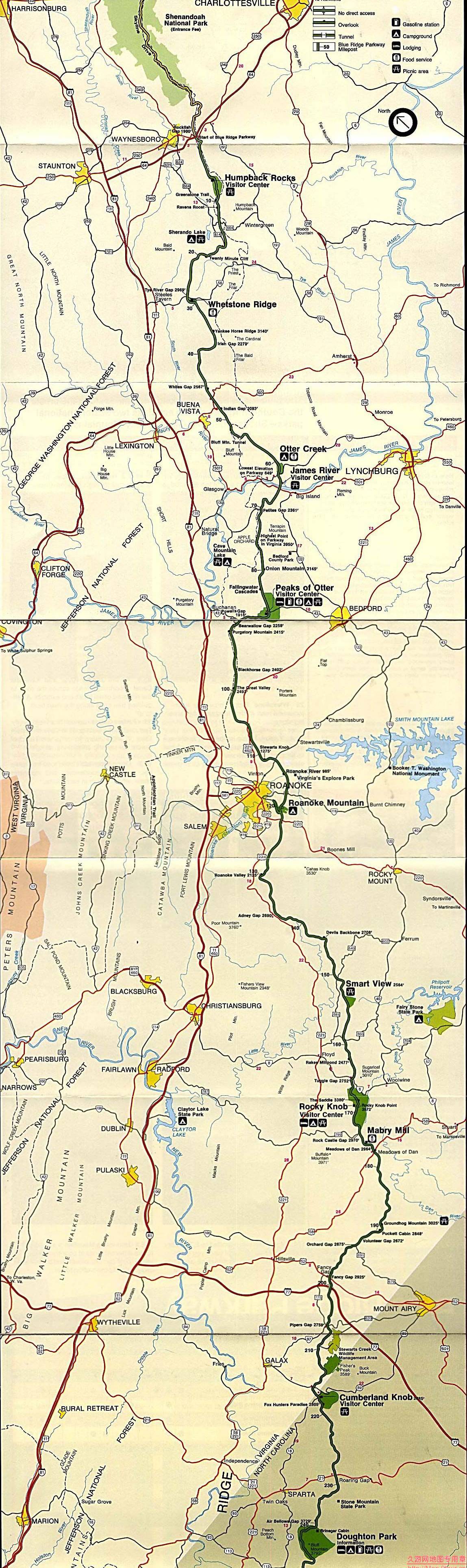 美国South Carolina州Roanoke及附近交通地图
