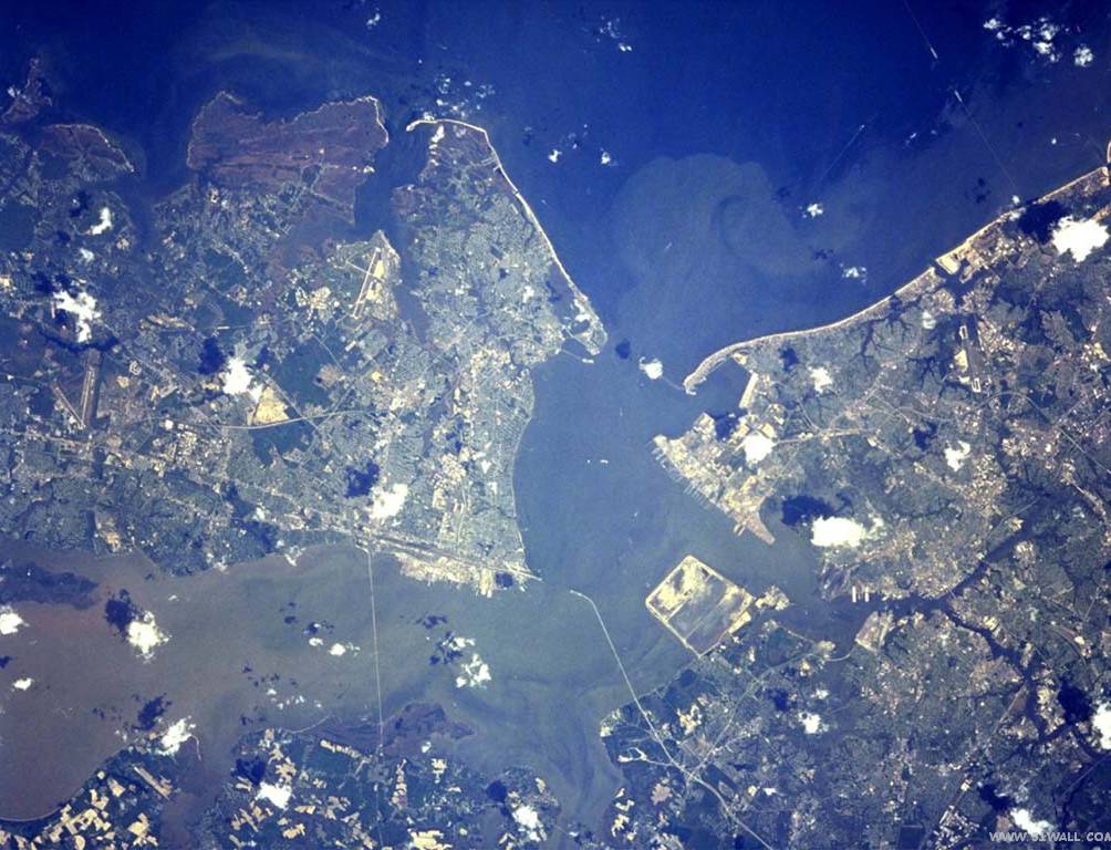 维吉尼亚州-切萨皮克湾卫星影象图