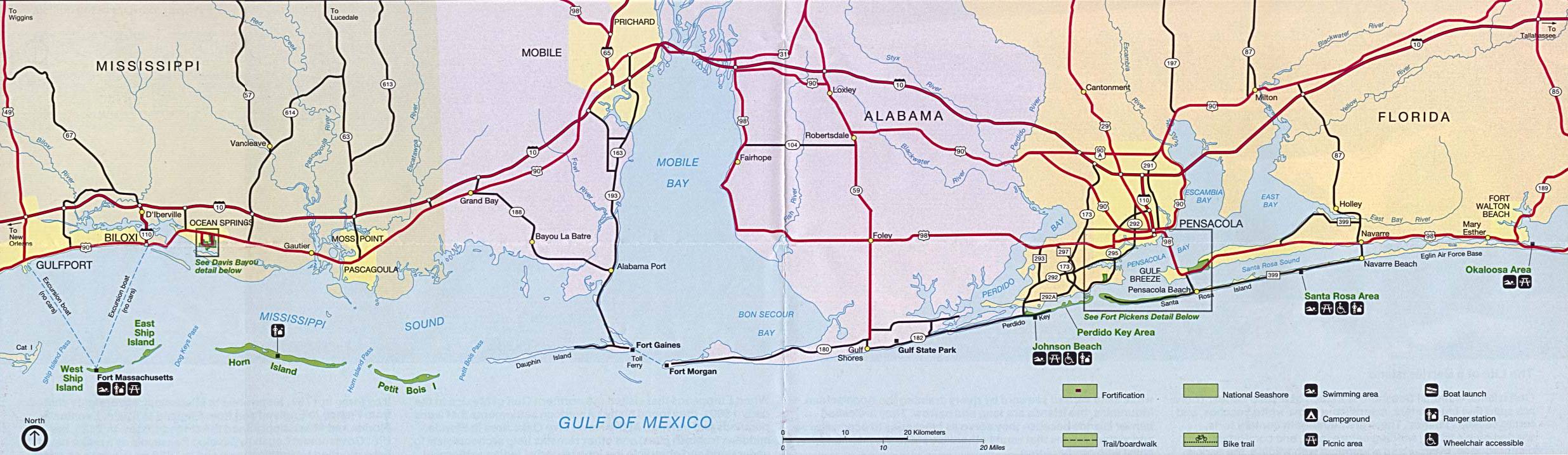 美国亚拉巴马州(Alabama)-GulfofMexico94地图