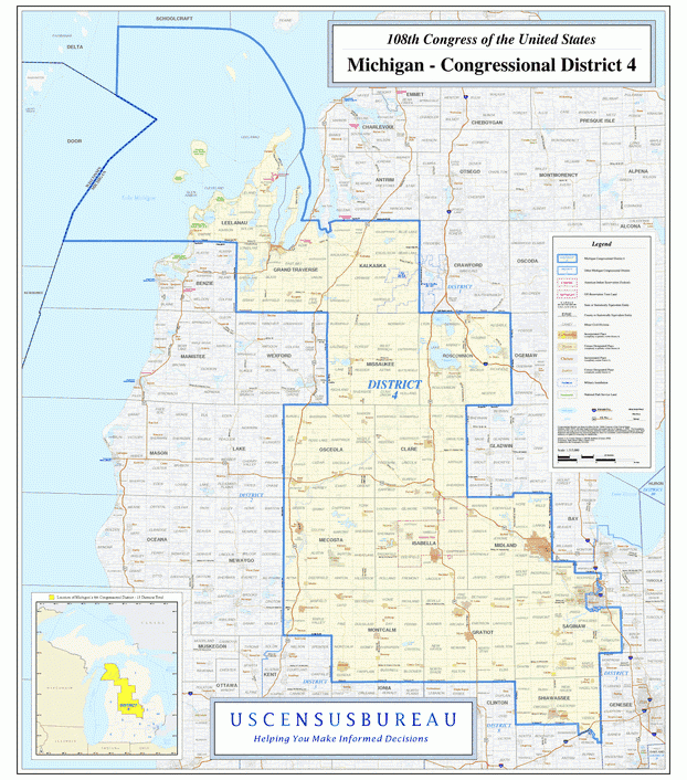 密西根行政区划图