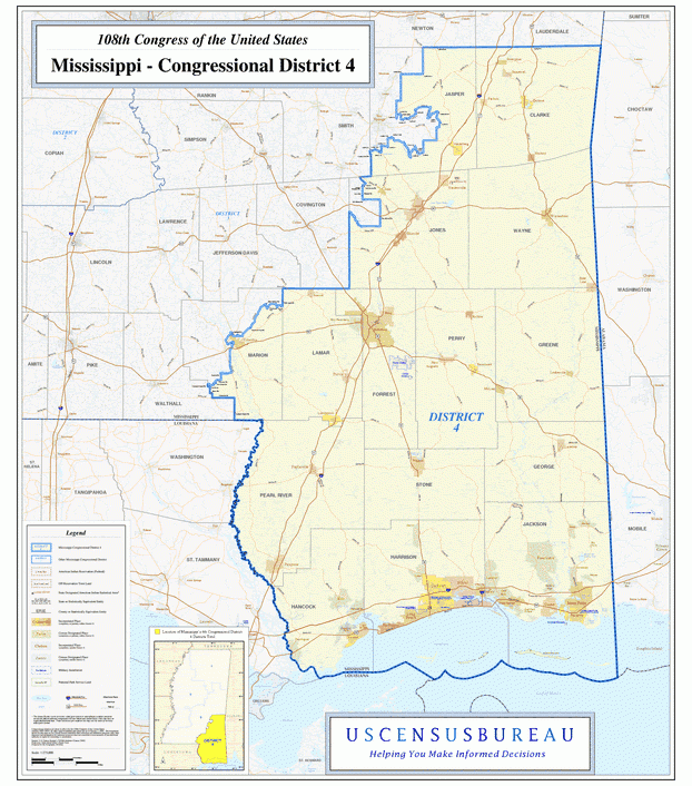 密西西比州(Mississippi)行政区划图