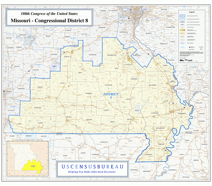 密苏里州(Missouri)行政区划图
