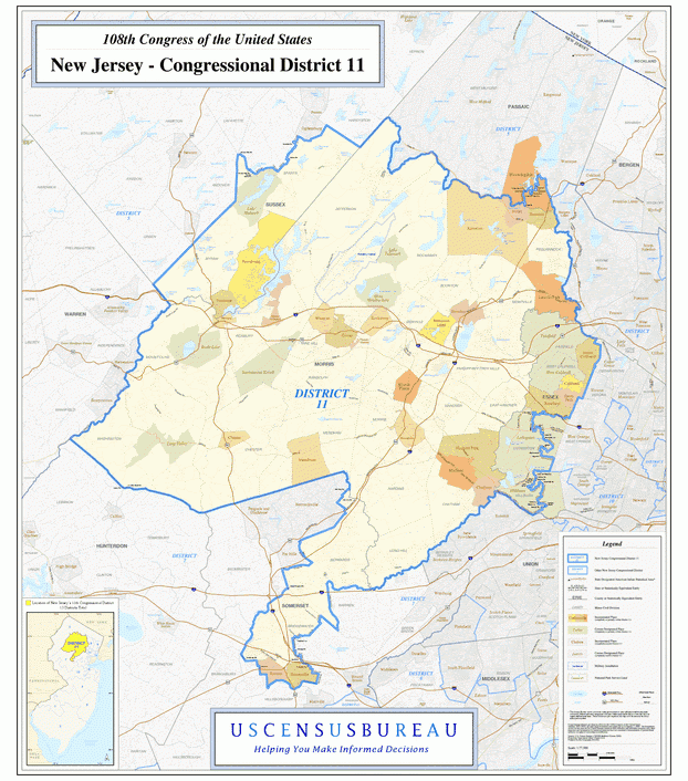 新泽西州(New Jersey)行政区划图