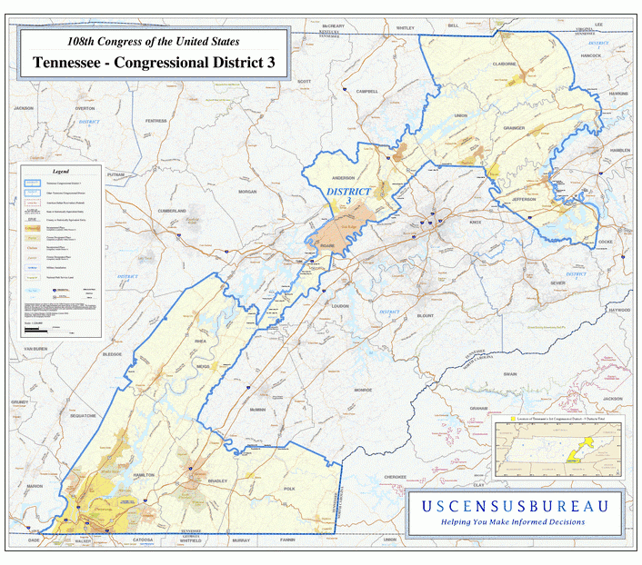 田纳西州(Tennessee)行政区划图